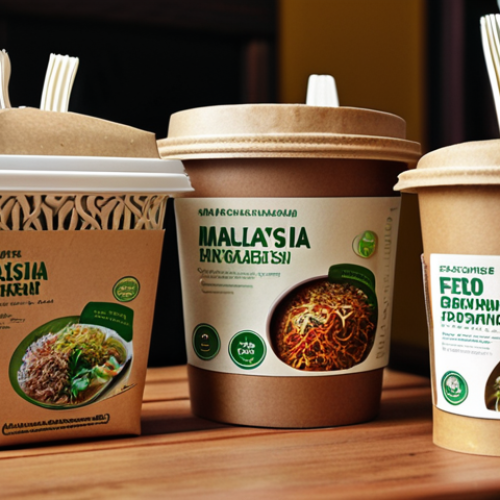 Home 11 **
Prompt: "A Malaysian restaurant showcasing biodegradable food packaging to eco-conscious customers. Focus on the restaurant's branding and the appreciation of patrons holding the sustainable containers."
**